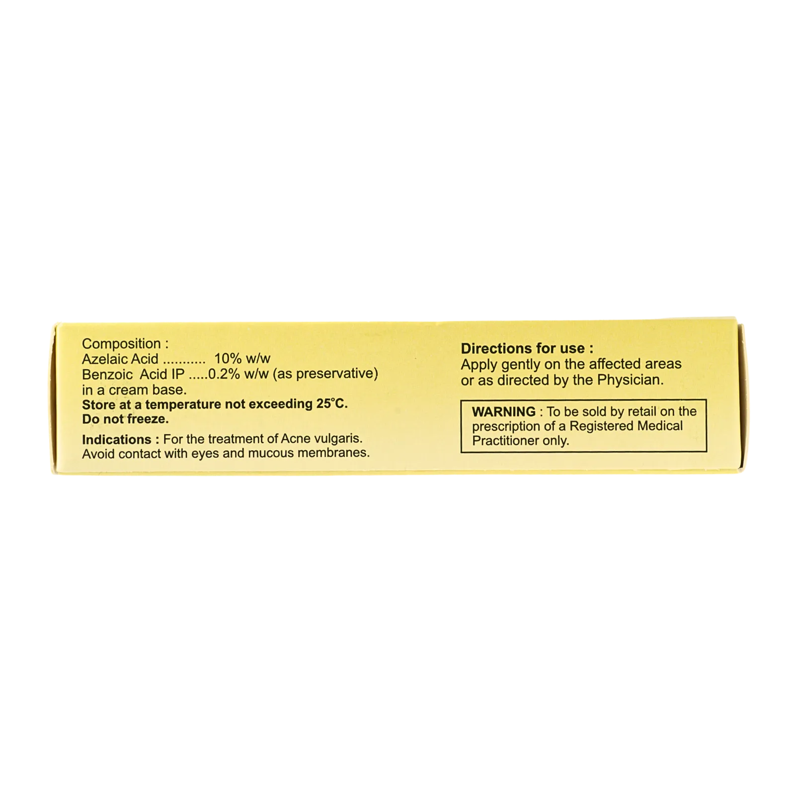 アジダームクリーム（Aziderm Cream） 10%の箱（側面1）
