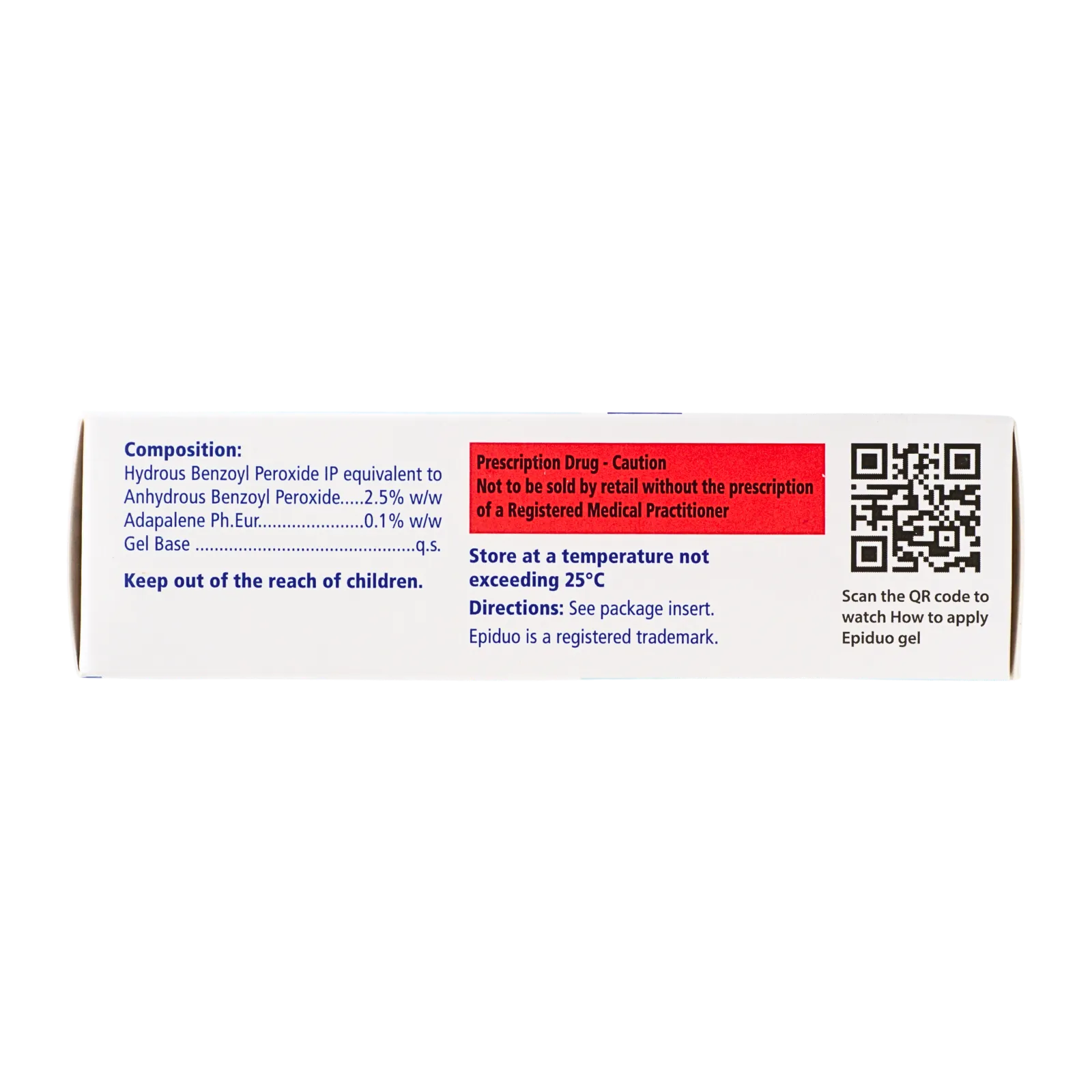 エピデュオゲル（Epiduo gel）の箱（側面1）