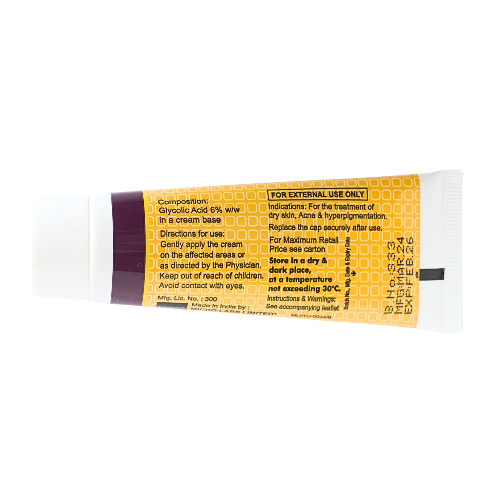 グライコクリーム（Glyco Cream）のチューブ（裏面）