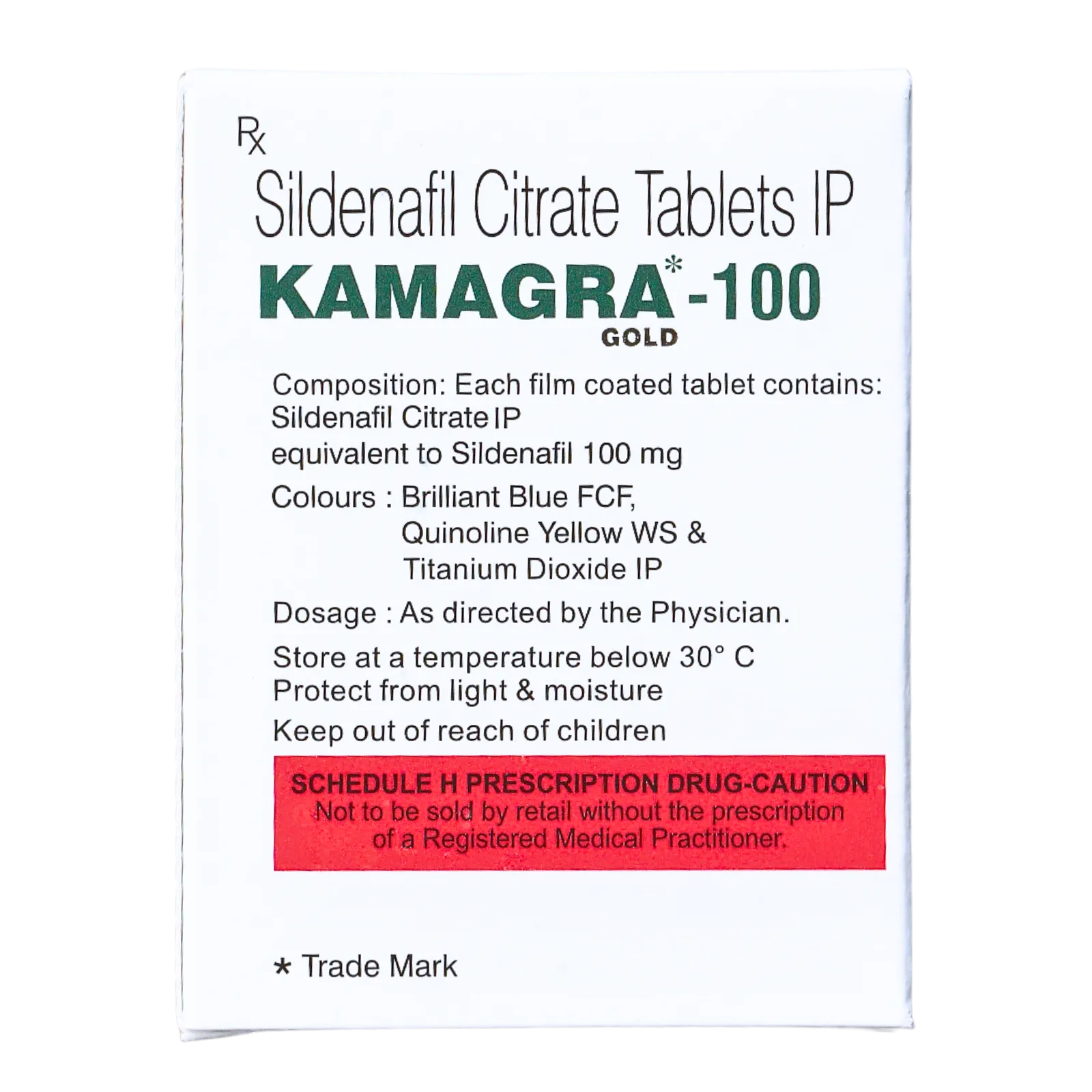 カマグラゴールド（KAMAGRA GOLD）100mgの箱（裏面）
