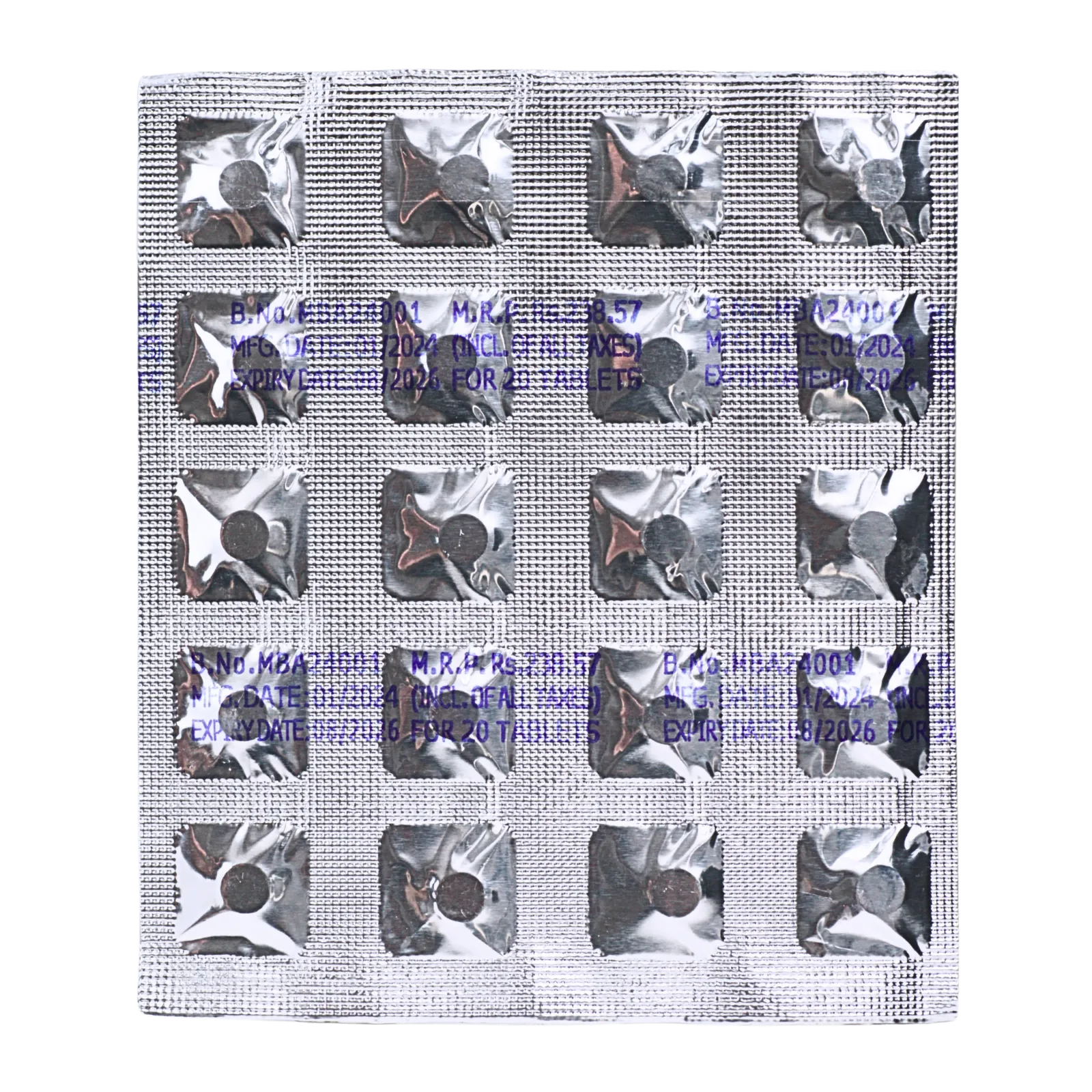 メナボル（Menabol）が20錠入ったシート（裏面）