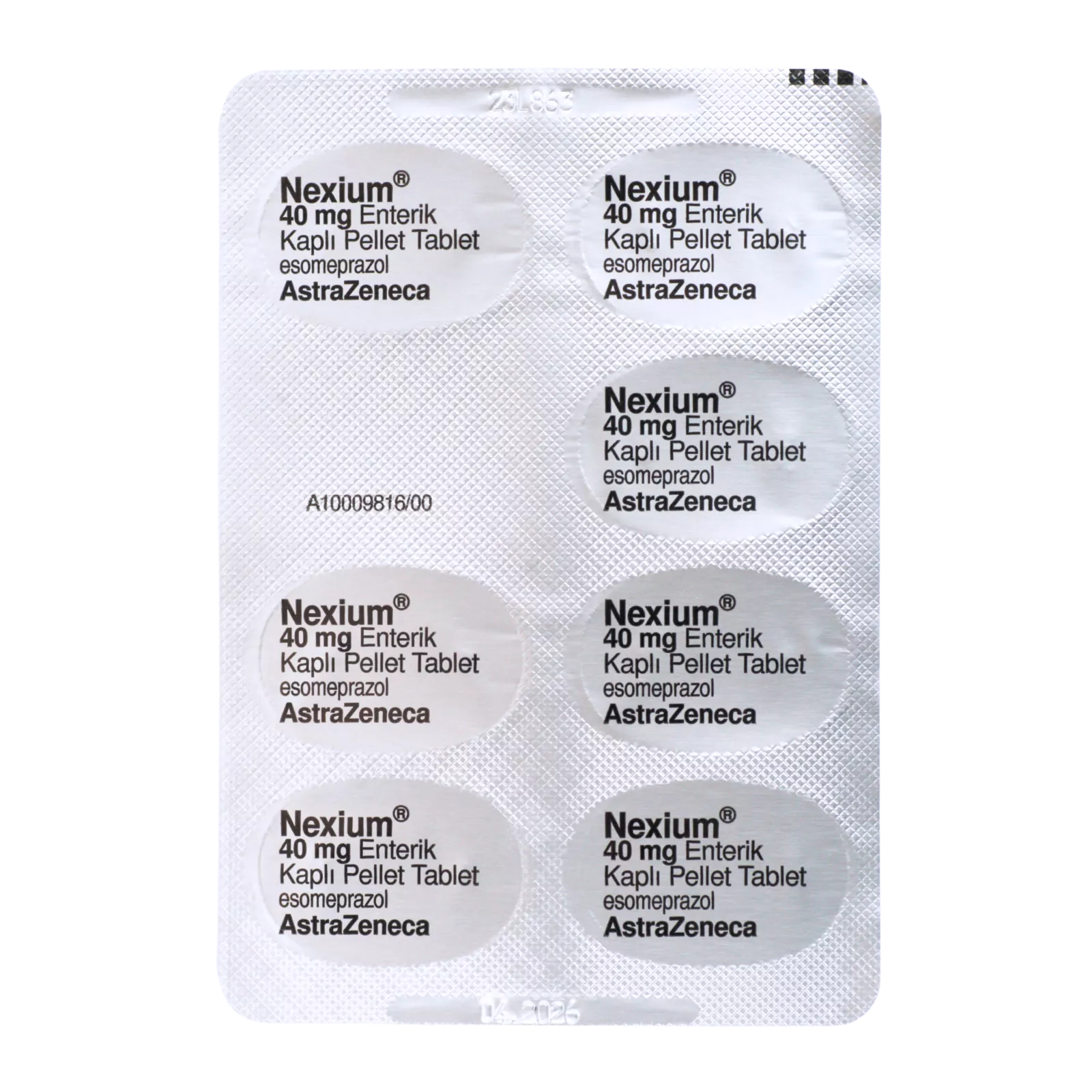 ネキシウム（Nexium）40mgが7錠入ったシート（裏面）