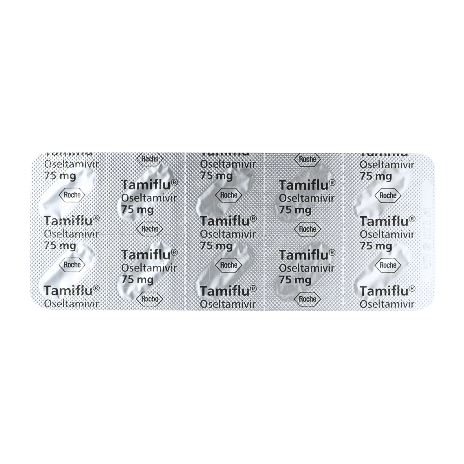 タミフル（Tamiflu）が10錠入ったシート（裏面）