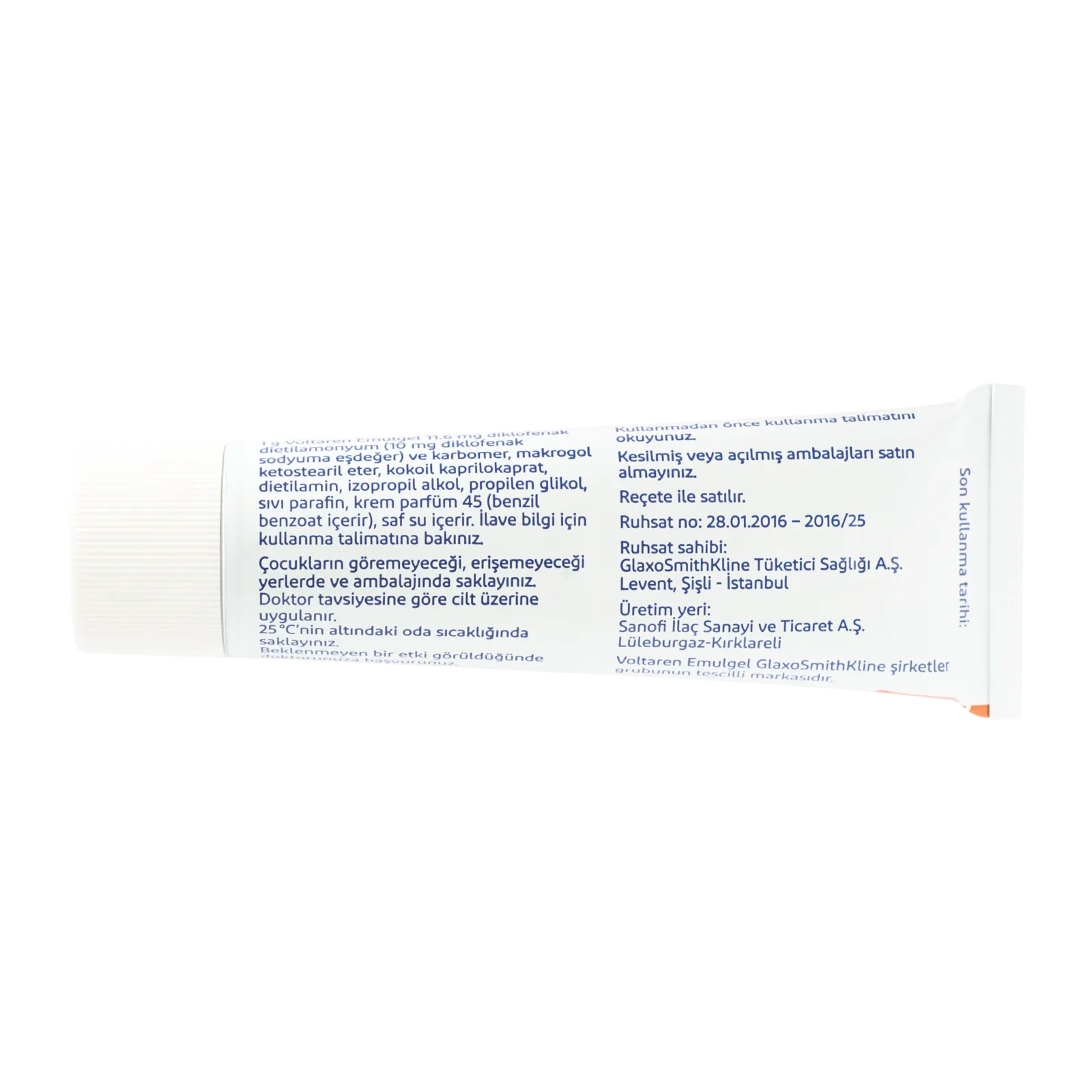 ボルタレンエマルジェル（Voltaren Emulgel）のチューブ（裏面）
