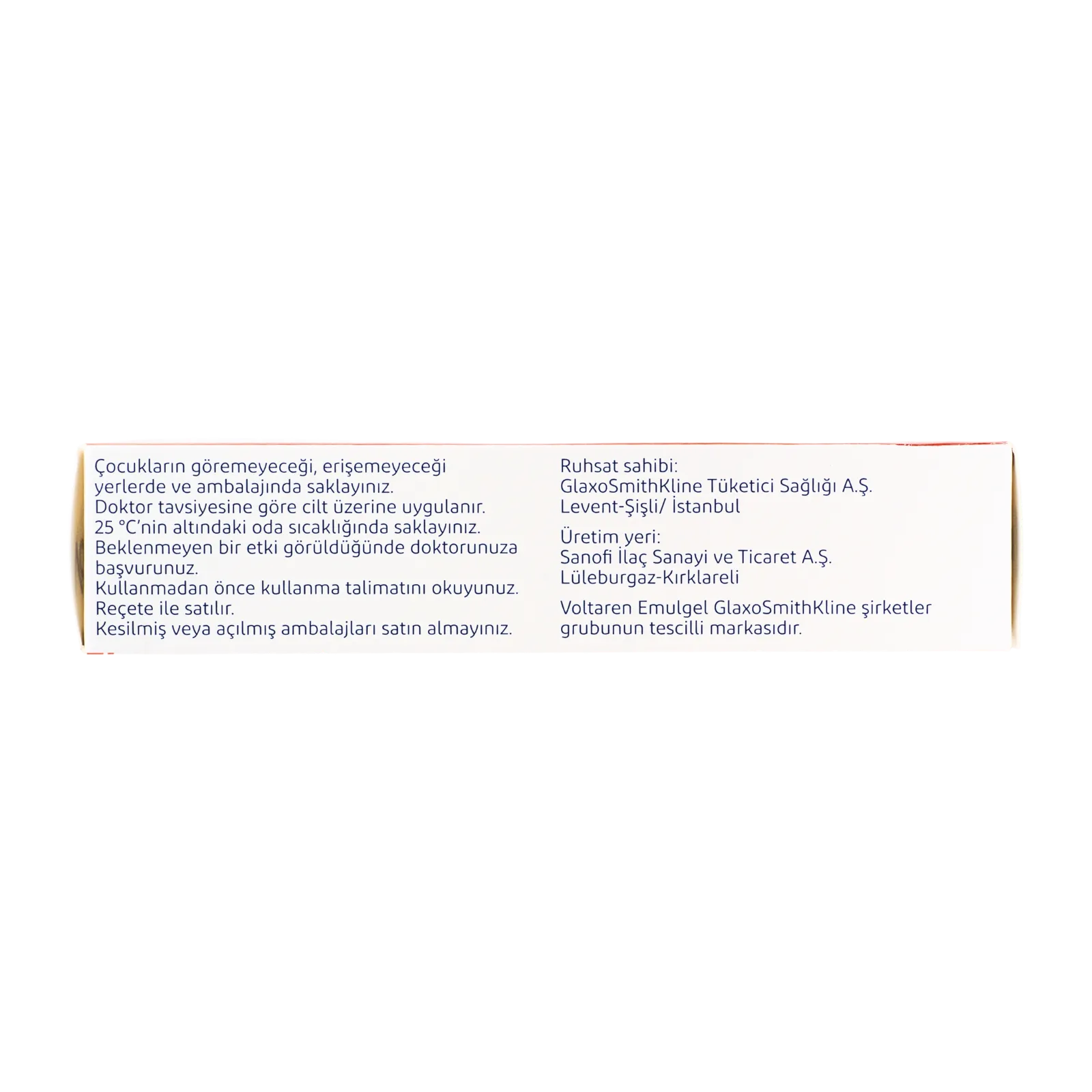 ボルタレンエマルジェル（Voltaren Emulgel）の箱（側面1）