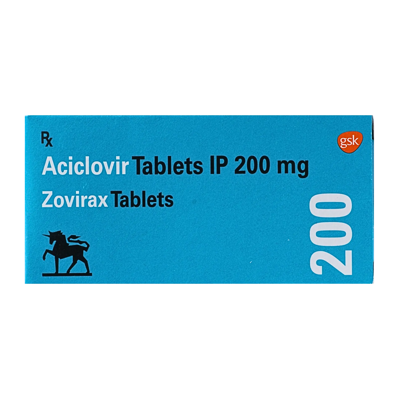 ゾビラックス（Zovirax）200mgの箱（表面）